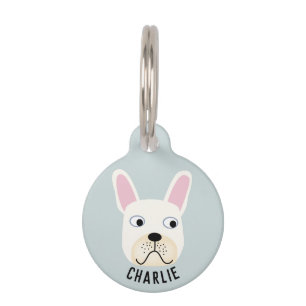 Placa Para Mascotas Bulldog Francés Blanco