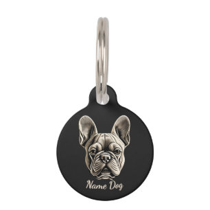 Placa Para Mascotas Bulldog Francés con nombre del perro y dirección
