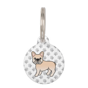 Placa Para Mascotas Bulldog Francés Crema Perro De Dibujos Animados Li
