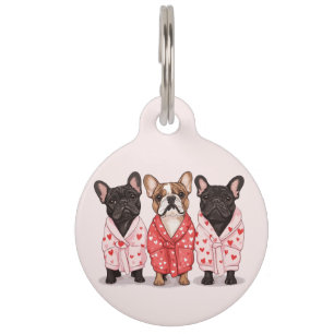 Placa Para Mascotas Bulldog francés del día de San Valentín