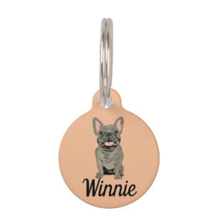 Placa Para Mascotas Bulldog Francés Gris