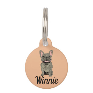 Placa Para Mascotas Bulldog Francés Gris