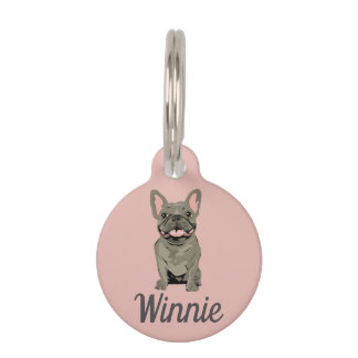 Placa Para Mascotas Bulldog Francés Gris