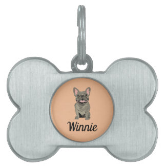 Placa Para Mascotas Bulldog Francés Gris