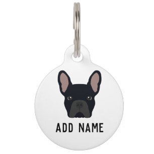 Placa Para Mascotas Bulldog francés negro