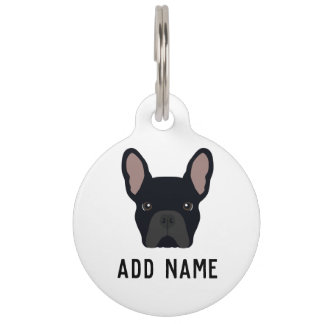 Placa Para Mascotas Bulldog francés negro