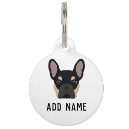 Placa Para Mascotas Bulldog francés negro y tan