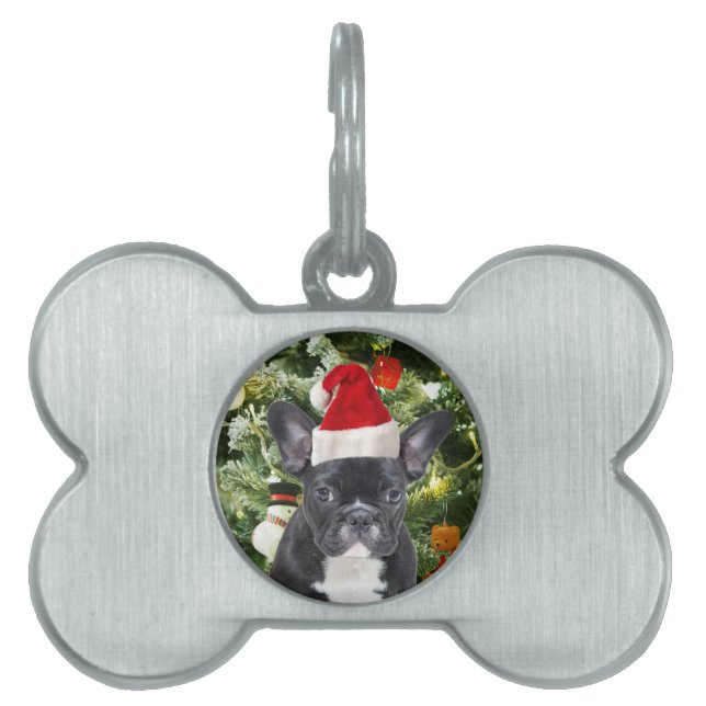 Placa Para Mascotas Bulldog francés Ornamenta árbol de Navidad Snowman (Frente)