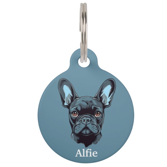 Placa Para Mascotas Bulldog Francés Personalizado (Anverso)