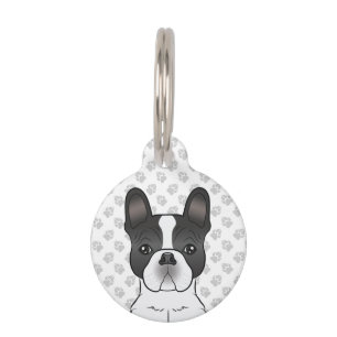 Placa Para Mascotas Bulldog Francés Piebald Negro / Frenchie Perro Lin
