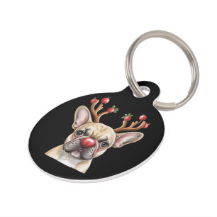 Placa Para Mascotas Bulldog Francés Reno Amante Perro Navidad Xmas