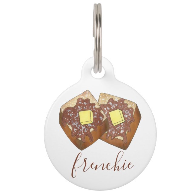 Placa Para Mascotas Bulldog Frenchie Toast Food (Anverso)