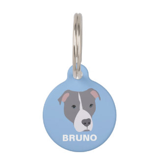 Placa Para Mascotas Bulldog Gris Pit personalizado