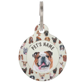 Placa Para Mascotas Bulldog inglés y amigos personalizados