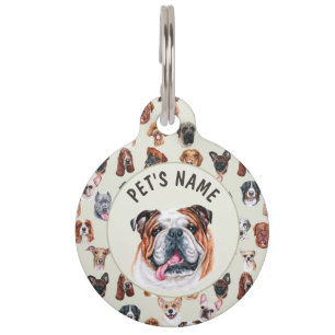 Placa Para Mascotas Bulldog inglés y amigos personalizados