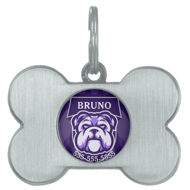 Placa Para Mascotas Bulldog Personalizable  (Frente)