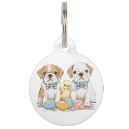 Placa Para Mascotas Bulldoges en inglés de Pascua