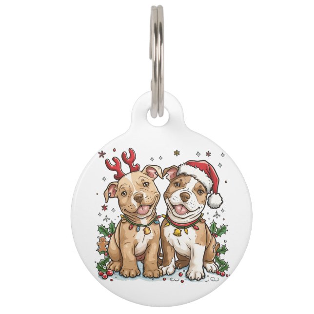 Placa Para Mascotas Bulldoges navidades (Anverso)