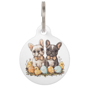 Placa Para Mascotas Bulldogs franceses de Pascua