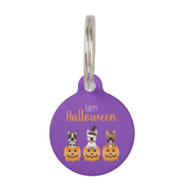 Placa Para Mascotas Bulldogs Franceses Feliz Halloween