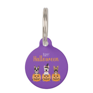 Placa Para Mascotas Bulldogs Franceses Feliz Halloween