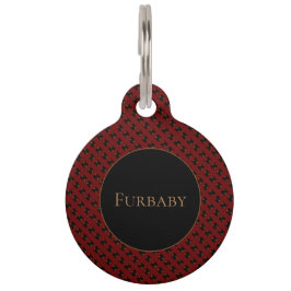 Placa Para Mascotas Burgundy Pattern