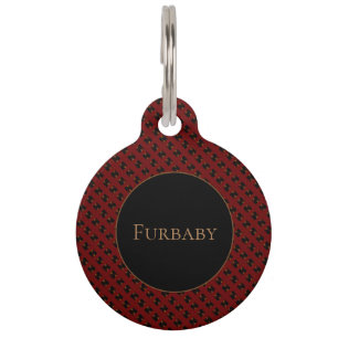 Placa Para Mascotas Burgundy Pattern