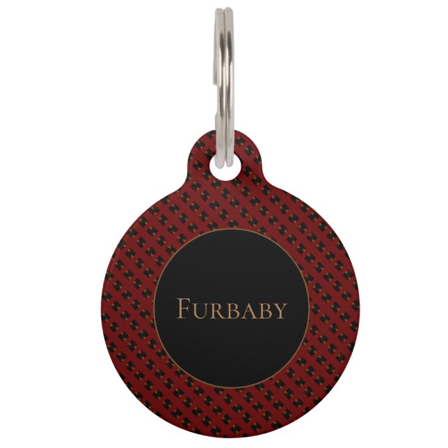 Placa Para Mascotas Burgundy Pattern (Anverso)