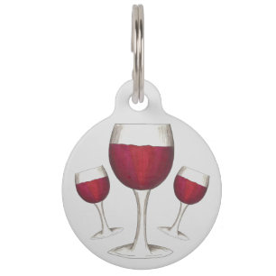 Placa Para Mascotas Burgundy Red Wine Glass Merlot Cabernet
