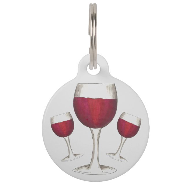 Placa Para Mascotas Burgundy Red Wine Glass Merlot Cabernet (Anverso)