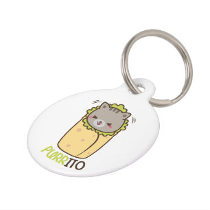 Placa Para Mascotas Burrito del gato del gatito de Purrito