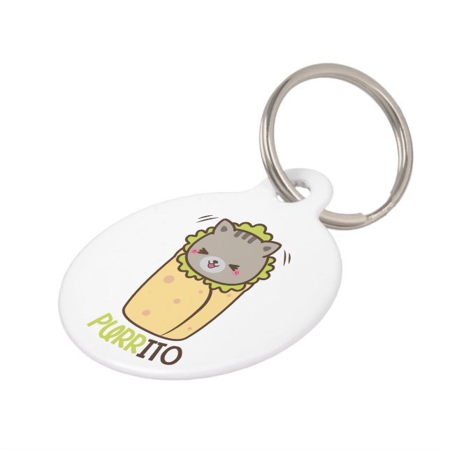 Placa Para Mascotas Burrito del gato del gatito de Purrito (Lateral)