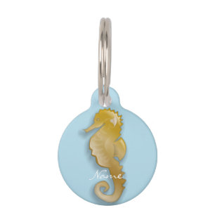 Placa Para Mascotas Caballo de mar dorado Thunder_Cove
