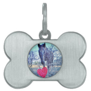 Placa Para Mascotas Caballo y corazón