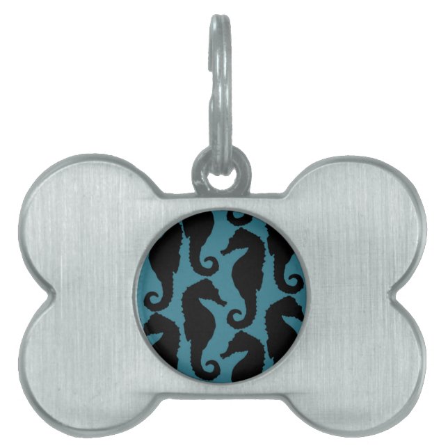 Placa Para Mascotas Caballos tropicales de mar, patrón de caballito de (Frente)