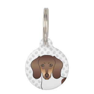 Placa Para Mascotas Cabeza de Dachshund de pelo corto de chocolate y t