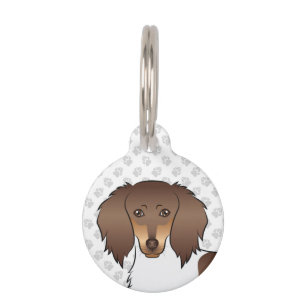 Placa Para Mascotas Cabeza de Dachshund Piebald Chocolate y Bronceado