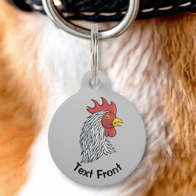 Placa Para Mascotas Cabeza de Gallo Gris (Subido por el creador)