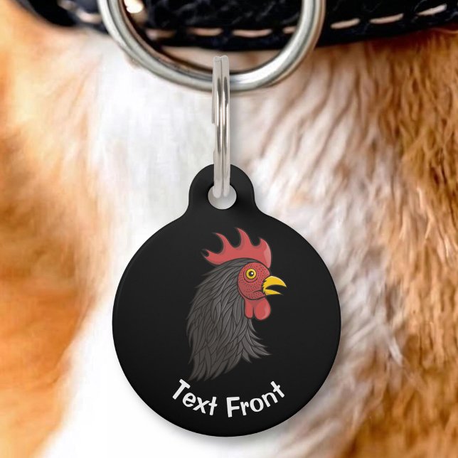 Placa Para Mascotas Cabeza de Gallo Negro (Subido por el creador)