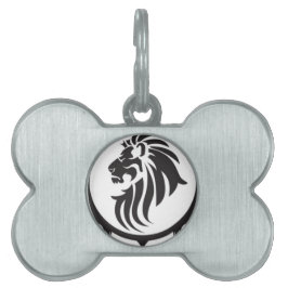 Placa Para Mascotas Cabeza de leones negros