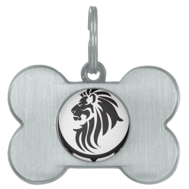 Placa Para Mascotas Cabeza de leones negros (Frente)