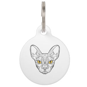 Placa Para Mascotas Cabeza de línea gato egipcio - Elija color de fon