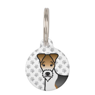 Placa Para Mascotas Cabeza de perro adorable Tricolor Wire Fox Terrier