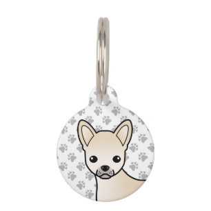 Placa Para Mascotas Cabeza de perro cartoon de Chihuahua de pelaje lis