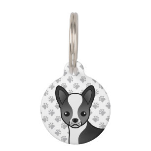 Placa Para Mascotas Cabeza de perro Chihuahua de pelaje liso negro y b