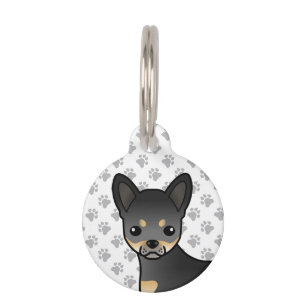 Placa Para Mascotas Cabeza de perro Chihuahua de pelo liso negro y can