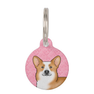Placa Para Mascotas Cabeza de perro Corgi Galés Pembroke Rojo Amor Cor
