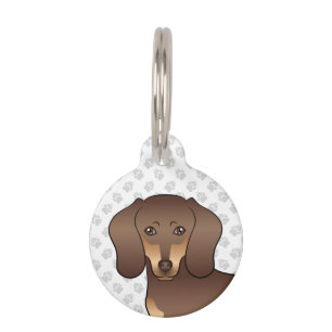 Placa Para Mascotas Cabeza de perro Dachshund de pelo corto de chocola