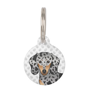 Placa Para Mascotas Cabeza de perro Dachshund de pelo corto moteado ne