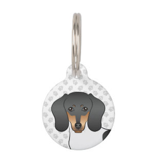 Placa Para Mascotas Cabeza de perro Dachshund de pelo corto negro y br